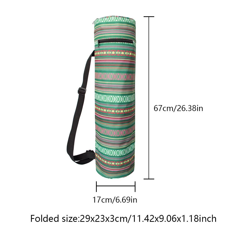 

Striped Portable Yoga Mat Bag One-Shoulder Long Tube Yoga Mat Storage Bag Adjustable Strap Sports Mat Cover Bag Sports Backpack