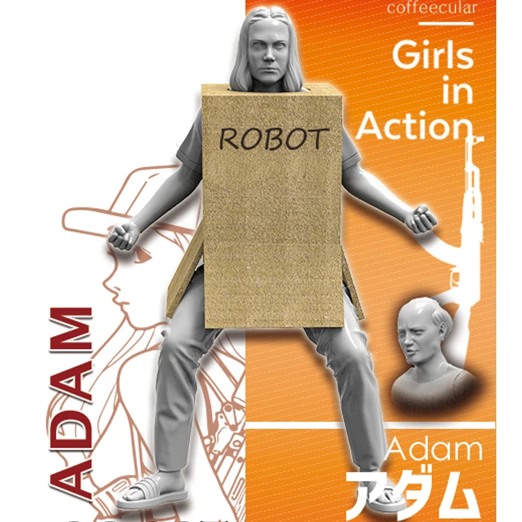 Коллекция 1/24 года ADAM две головы без робота девушки в действии фигурка модели из
