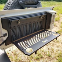 tailgate table rear door foldable shelf storage bracket accessories aluminum off road travel for jeep wrangler jl 2018