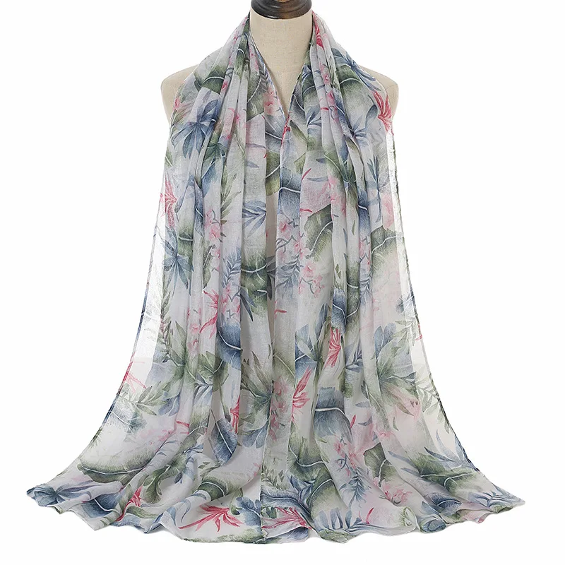 

2021 женские модные милые перо Цветочная вискозная шаль с принтом из мягкой вуали накидка для новорожденных шарфы для женщин; Сезон весна-осе...