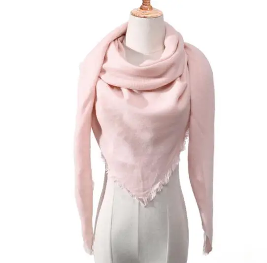 Женский зимний треугольный шарф однотонные теплые кашемировые шарфы женские