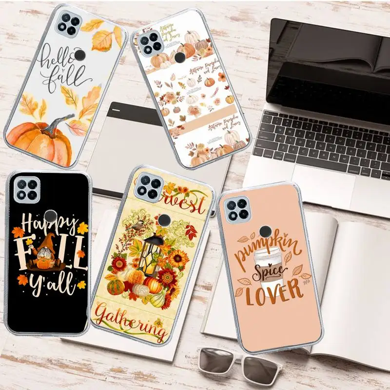 

Pumpkin happy autumn leaves Phone Case Transparent for Xiaomi redmi note 8 9 10 11 t lite pro ultra mix 4 k40