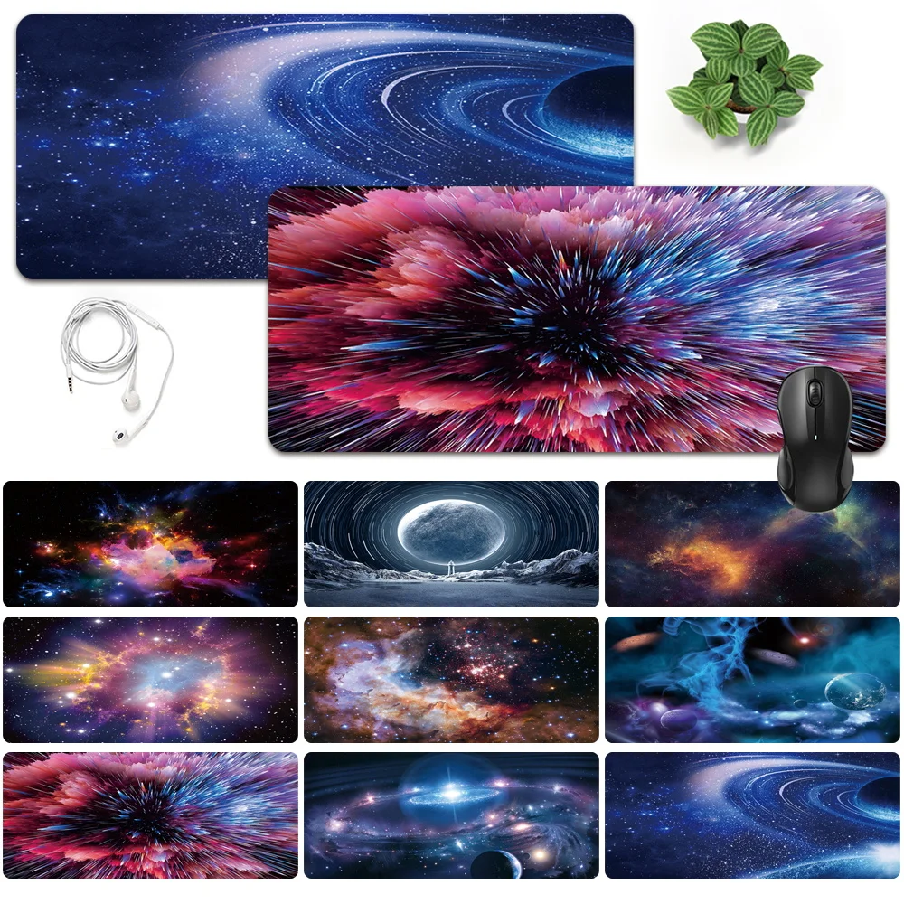 Waterproof Mouse Pad Keyboard Desk Mat PU Leather Office Computer Mouse-pad Game Laptop Mouse Pad Space Pattern Large Mouse Mat
