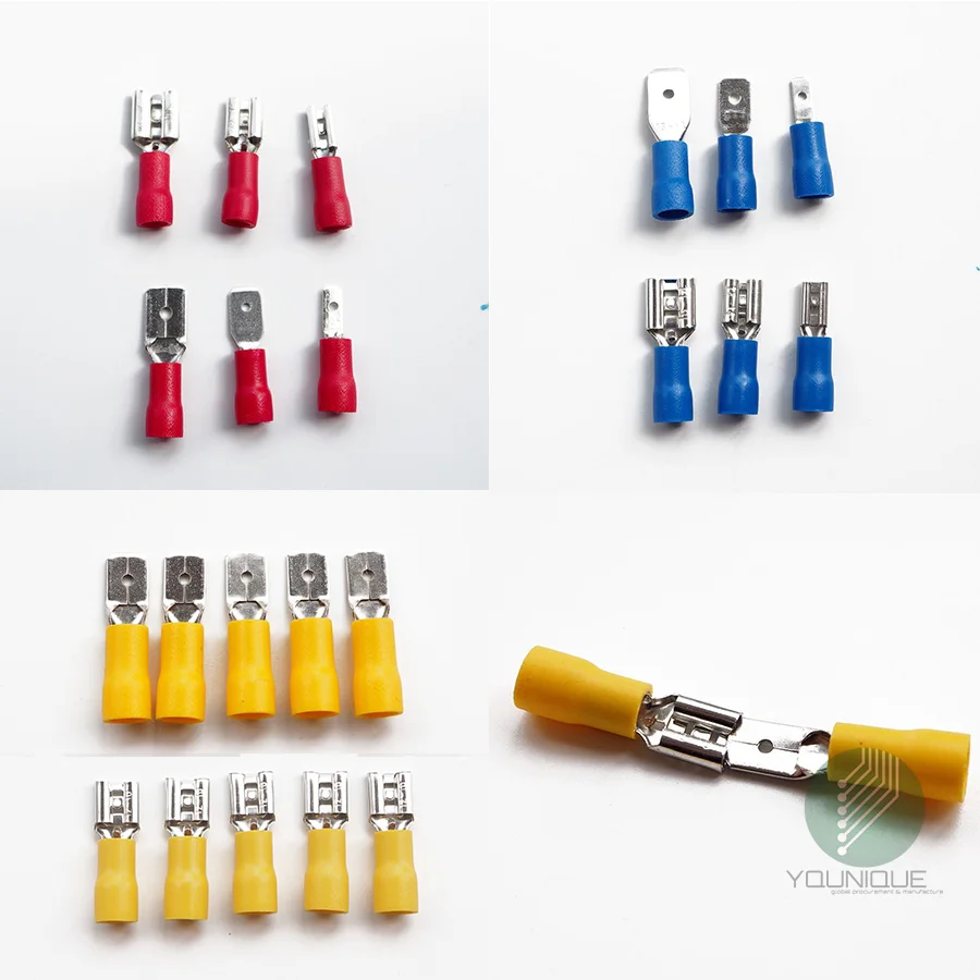 50 пар 22-10 AWG 2,8/4,8/6,3 мм гнездовой/мужской изолированный соединитель для проводов Электрический обжимной терминал