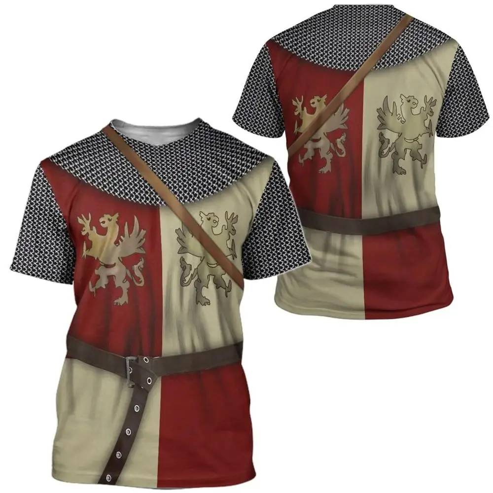 Knights Armor 3D Printed men t shirt Knights Templar Harajuku Fashion Short sleeve shirt summer street Casual Unisex tshirt