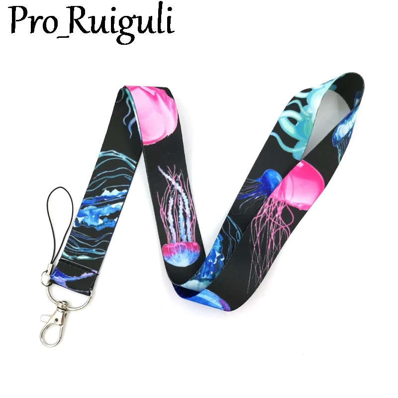 

Jellyfish funny Neck Strap Lanyard keychain Mobile Phone ID Badge Holder Rope Key Chain Keyrings cosplay Accessories Gifts