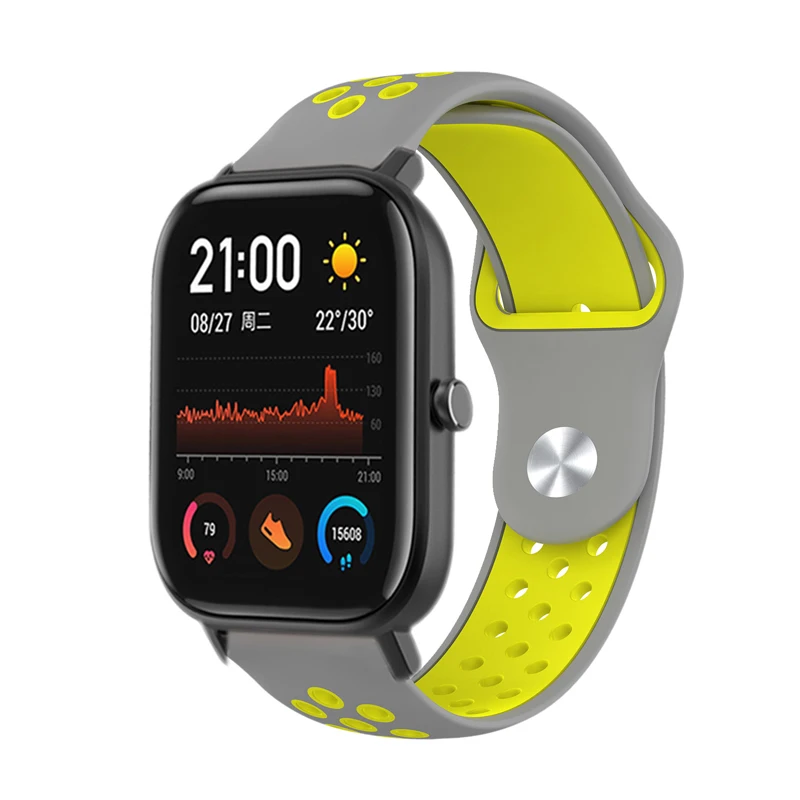 Спортивный ремешок для huami Amazfit gts/GTR 47 мм/42 мм/BIP lite/1/2/2S 20 мм/22 мм дышащий браслет