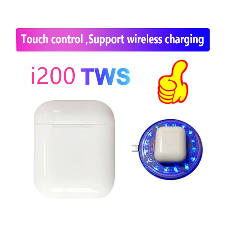 Беспроводная зарядка настоящий аккумулятор i200 TWS 1:1 размер Bluetooth 5,0 6D супер бас наушники для всех телефонов PK i100tws i80 i60
