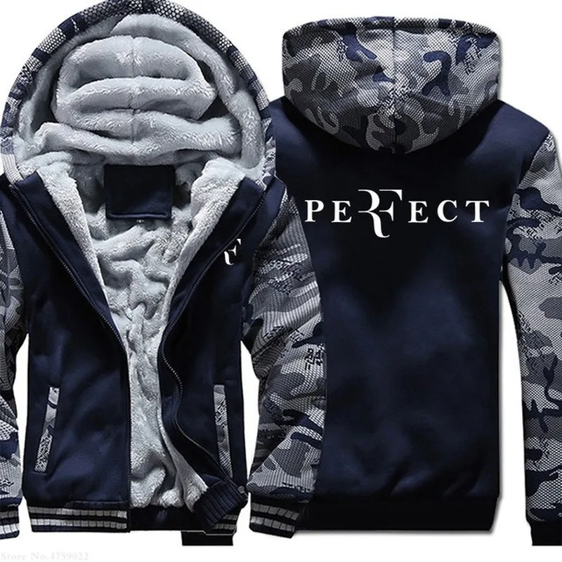 

New Black Winter Jacket men Thicken Zipper Hooded RF Roger Federer Sweatshirt Outwear Warm Coat male casual Coat 5