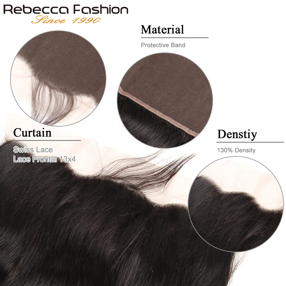 Rebecca бразильские волнистые пряди с фронтальной кружевной застежкой Remy