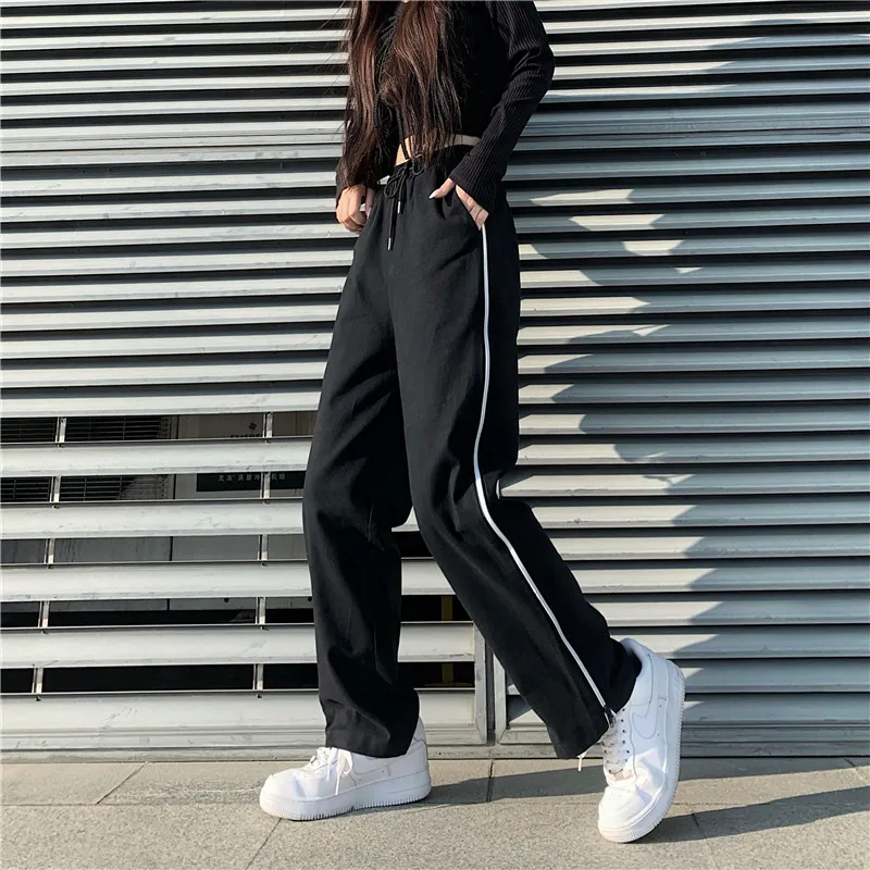 

2021 Spring Autumn Fashion Hot Sale Women's High Waist All-match Straight Adjustable Zipper Wide Leg Pants Casual Pants #9823