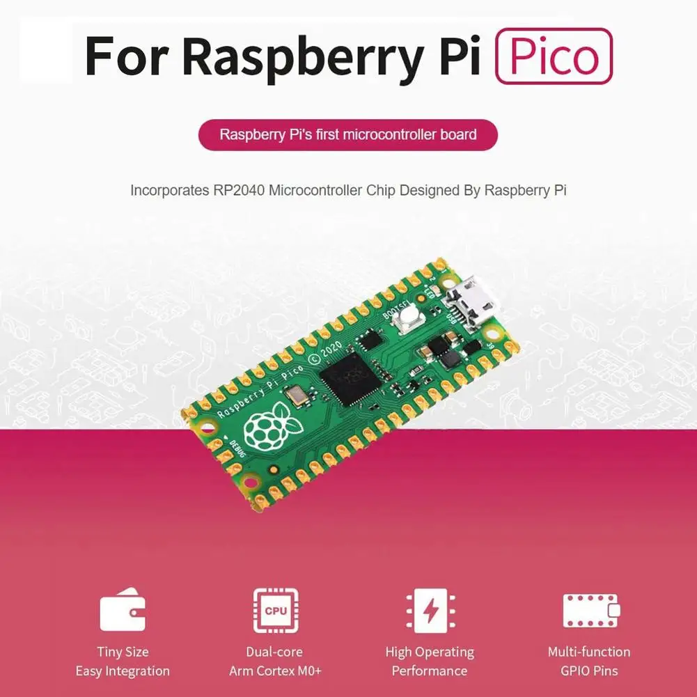 Новый микроконтроллер Raspberry Pi Pico RP2040 Двухъядерный Arm Cortex-M0 + 133 МГц Поддержка 16 Мб