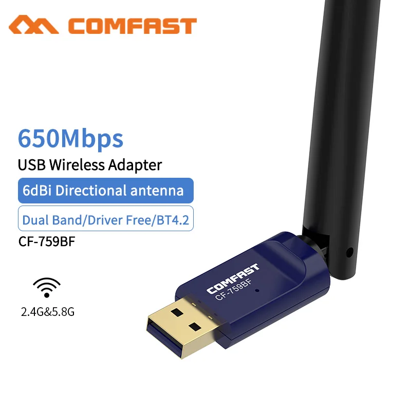 10 шт. Blueteeth Comptible 4.2 беспроводной USB адаптер 650 Мбит/с двухдиапазонный 5 ГГц Wifi