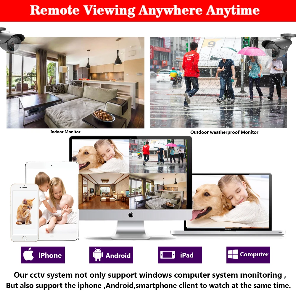 NINIVISION 8CH AHD 5MP DVR система 8pcs 4.0MP Bullet indoor outdoor Warterproof ночное видение IR CCTV камера с IR-Cut |