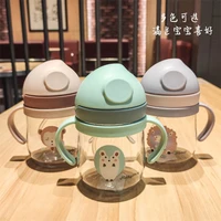 250ml cute baby feeding cup with straw portable feeding bottle leak proof with handle kids sippy drinking cup copos
