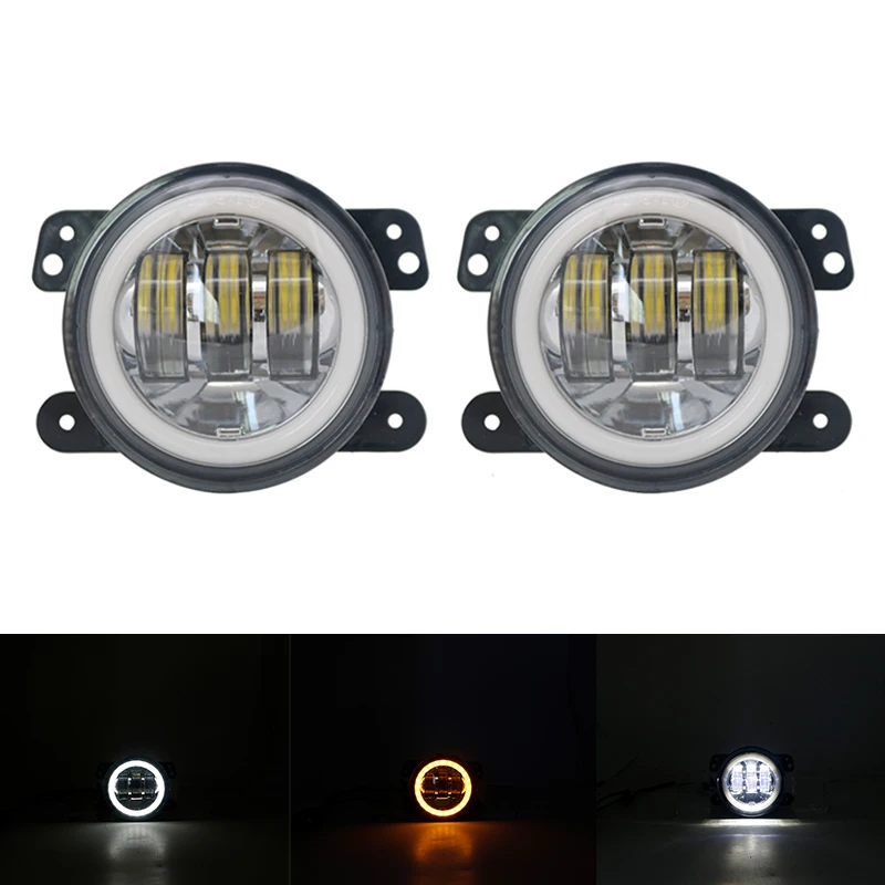 2 шт. черные 4 дюйма 12 в 30 Вт круглые светодиодные противотуманные фары с белым