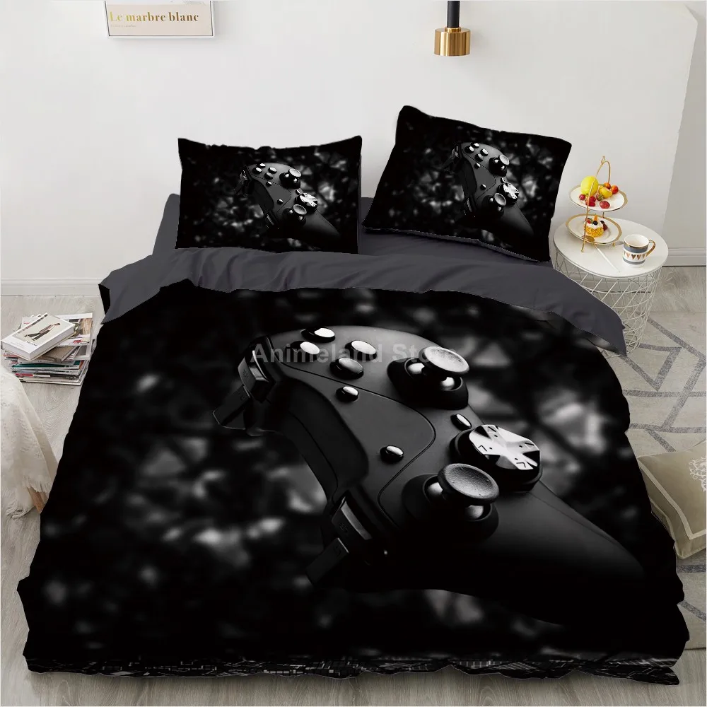Черный комплект постельного белья с геймпадом для игр детское 3d постельное белье