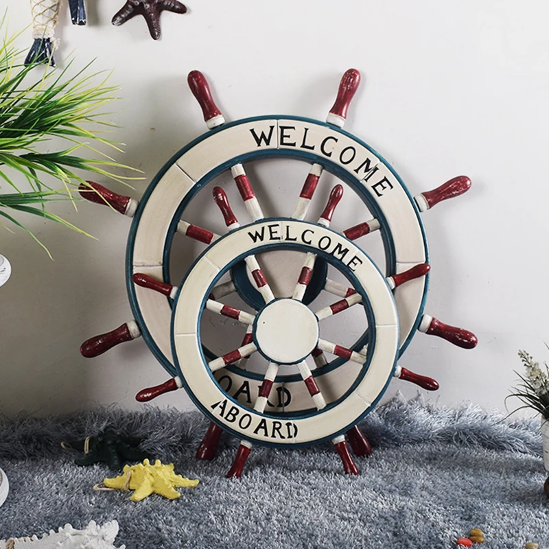 

Mediterranean Decorative Pendant Handmade Retro Steering Wheel Helmsman Wall Decoration Creative Wall Decoration Of Living Room