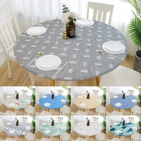 round waterproof non slip elastic tablecloth classic pattern table cloth cover home kitchen dining room