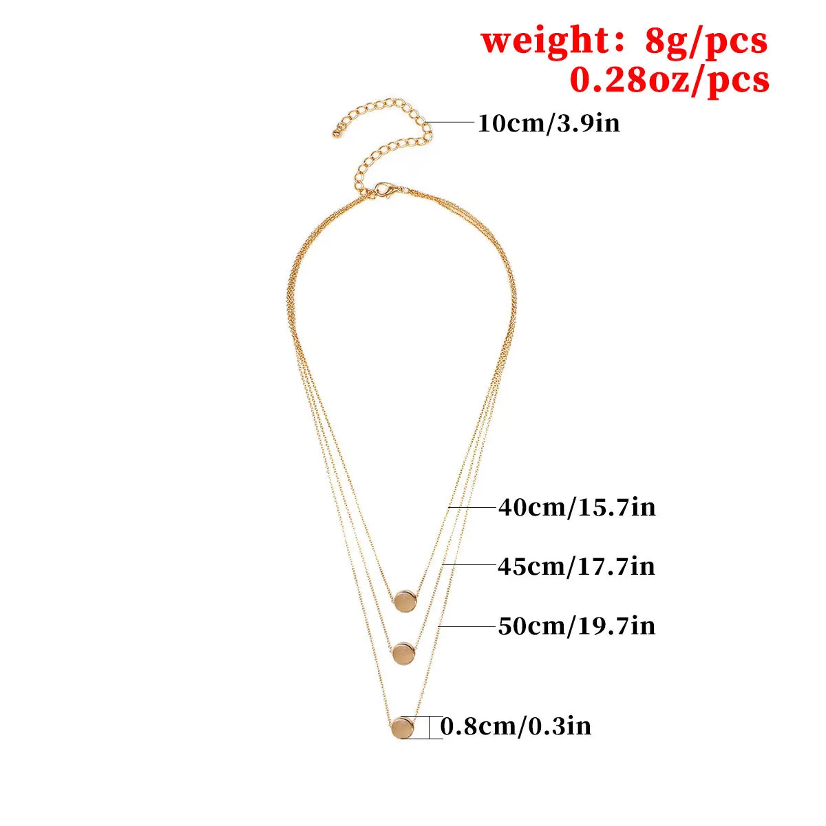 Простое ожерелье с цепочкой до ключицы круглыми блестками золотистые и