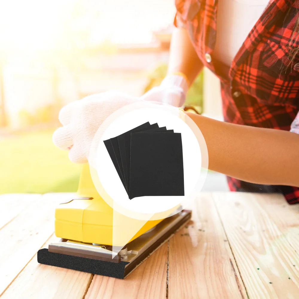 

50 Pcs 1 Bag Furniture Finishing Sandpaper Woodworking Sandpaper (Black)