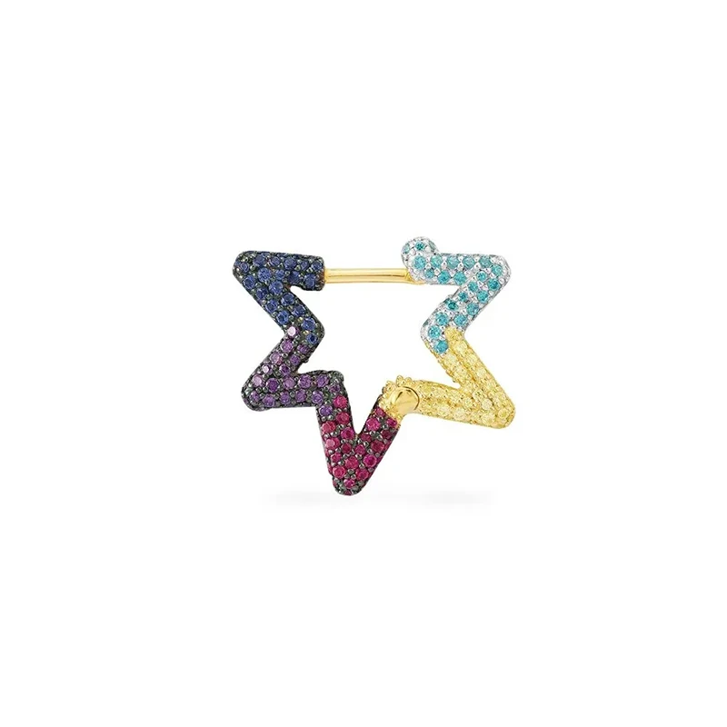 

Fashion High Jewelry April New Single Rainbow Star Ear Bone Clip Golden Zircon Star Earring Female Romantic Birthday Jewelry