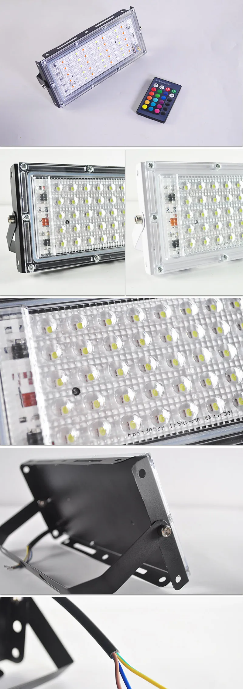 2 шт. Светодиодный прожектор светильник 50 Вт RGB Светодиодный прожектор светильник пульт дистанционного управления чип COB Светодиодный уличный фонарь AC220V 240 Вт водостойкый LED IP65 открытый светильник Инж