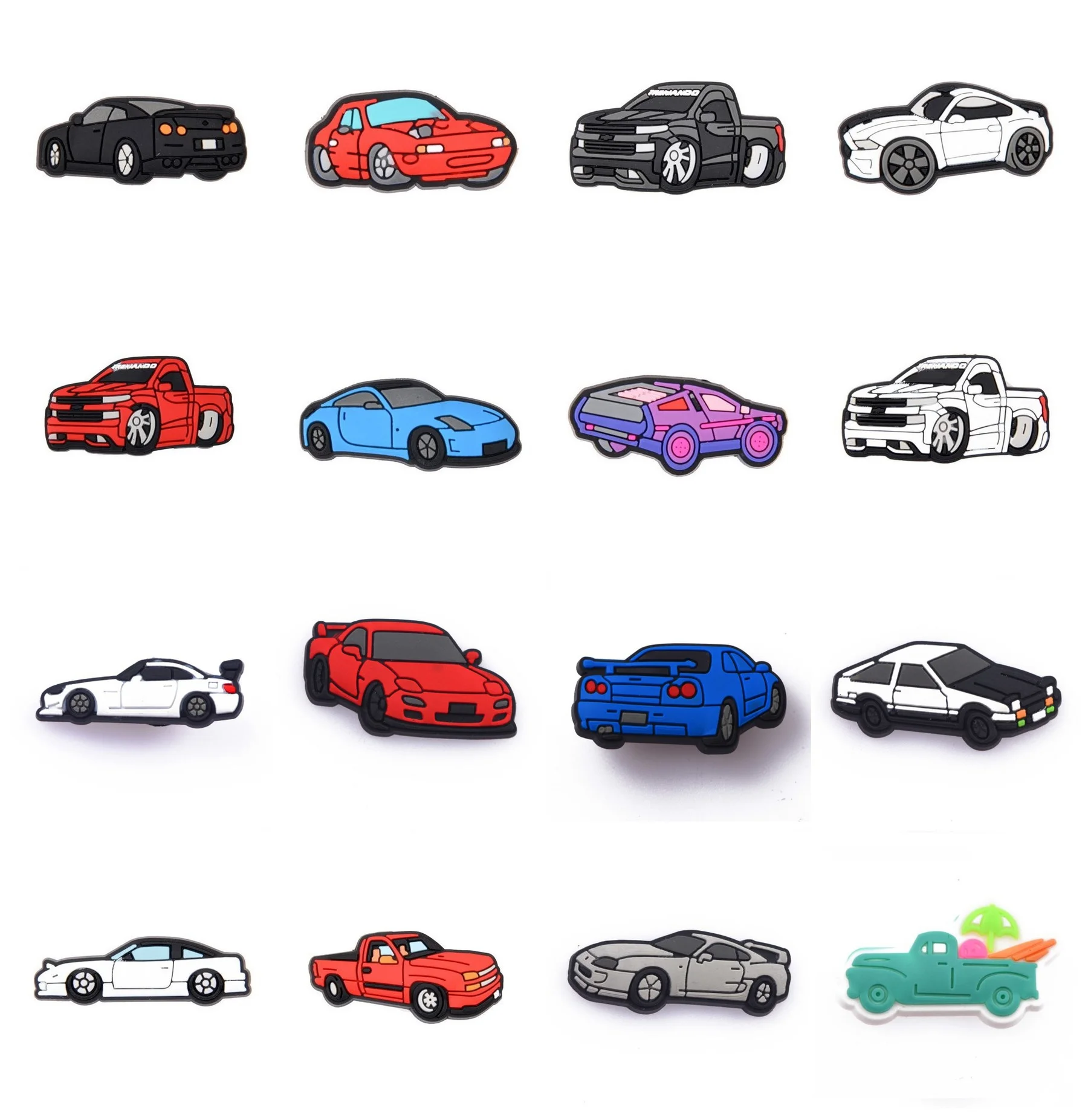  Racing Car Croc Charms Cartoon Accessories PVC Shoe Decoration For Crock jibz Girls Boys Kids Party X-mas Gifts