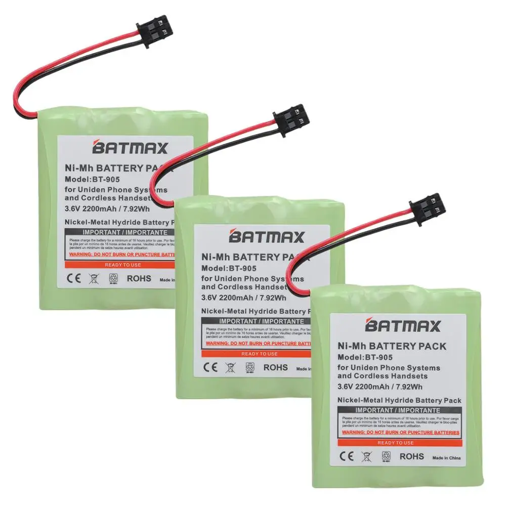 2pcs 2200mah bt 905 bt905 battery for uniden bt905 bt 800 bbty0663001 bt 1006 bbty 0444001 bp 800 bp 905 cordless handset phone free global shipping