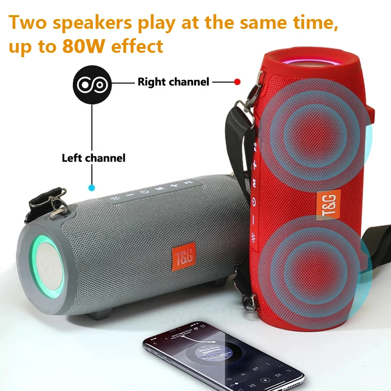 

40W High Power TG322 Bluetooth Speaker Waterproof Portable LED Column Computer Speakers TWS Subwoofer BoomBox Music Center FM TF