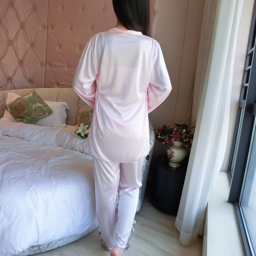 

Summer Satin Pajama Set Women Soft Silk 3 Set Lace Transparent Tops Sexy Sleepwear For Ladies Spaghetti Strap 3 Piece Nightwear