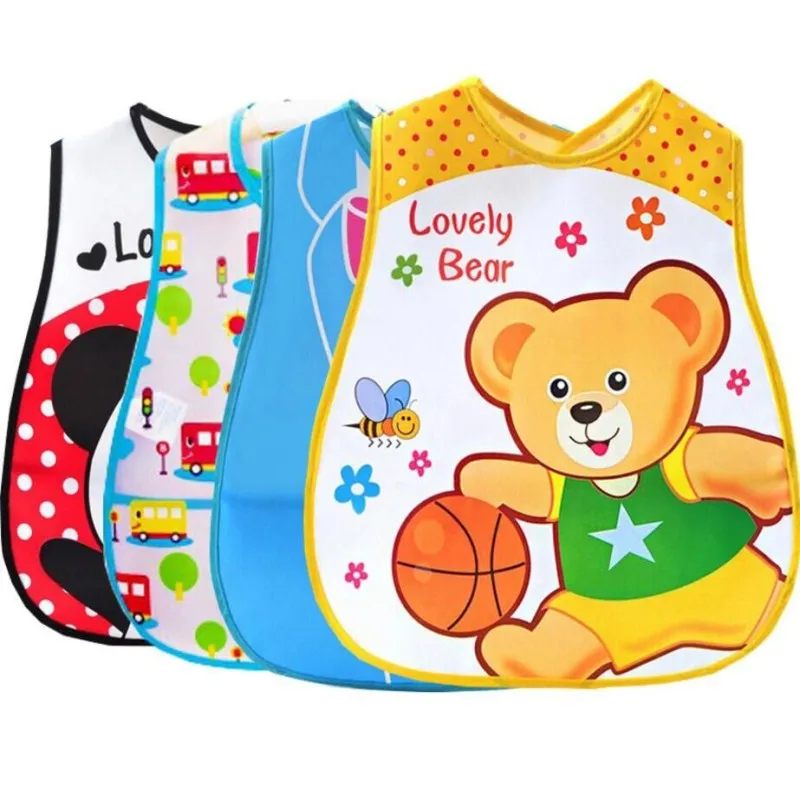 

50pc wholesale Bibs EVA Waterproof Lunch Bibs Boys Girls Infants Cartoon Pattern Bibs Burp Cloths For Children Self Feeding Care