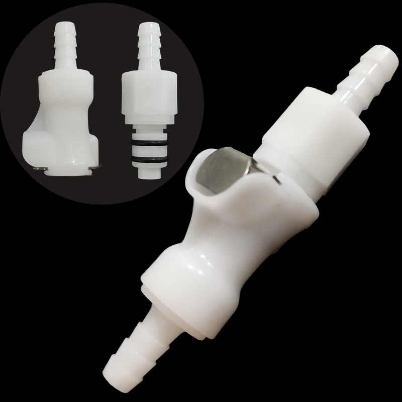 

1/4 Hose Barb Valved In-Line Coupling Insert Panel Mount Coupling Body Male Female Quick Shut-Off Hose Joint Tube Connector