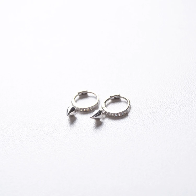 1 pair silver 7mm Серьги из стерлингового серебра 925 пробы, модный конический треугольник, короткий кулон, серьги с пряжкой, тренд, дикие серьги для мальчиков и девочек, ювелирные изделия для ушей - Окраска металла: 1 pair silver 7mm