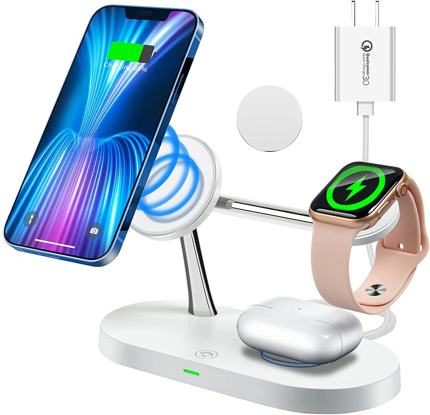 

4 in 1 Magnetic Wireless Charger,15W Fast Mag-Safe Charging Station for iPhone 13/12, 13/12 Pro, 13/12 Pro Max,13/12
