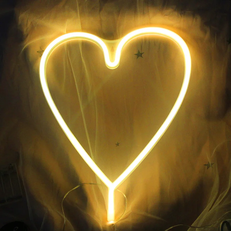 

Heart Neon Signs Special LED Night Light Wall Decor Battery or USB Powered for Home Bedroom Bar Home Plaques Signs Decor