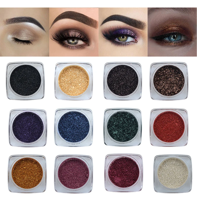 12 цветов мерцающие тени для век и губ пудра макияжа блестящие монохромные