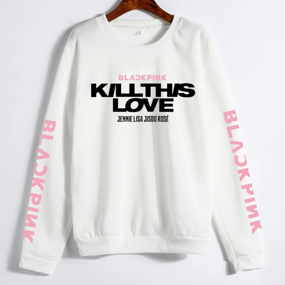 Young Tree унисекс Одежда для влюбленных корейский Черный Розовый KILL THIS LOVE Album толстовка с буквами Мужской Женский пуловер Sudadera Mujer