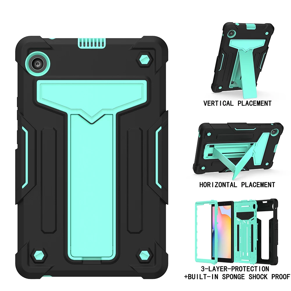 

For Huawei Matepad T8 Case 8.0 Mediapad T5 10.1 Shock Absorbent Dual Layer Silicone Hard PC Bumper Protective Tablet Cover Pad
