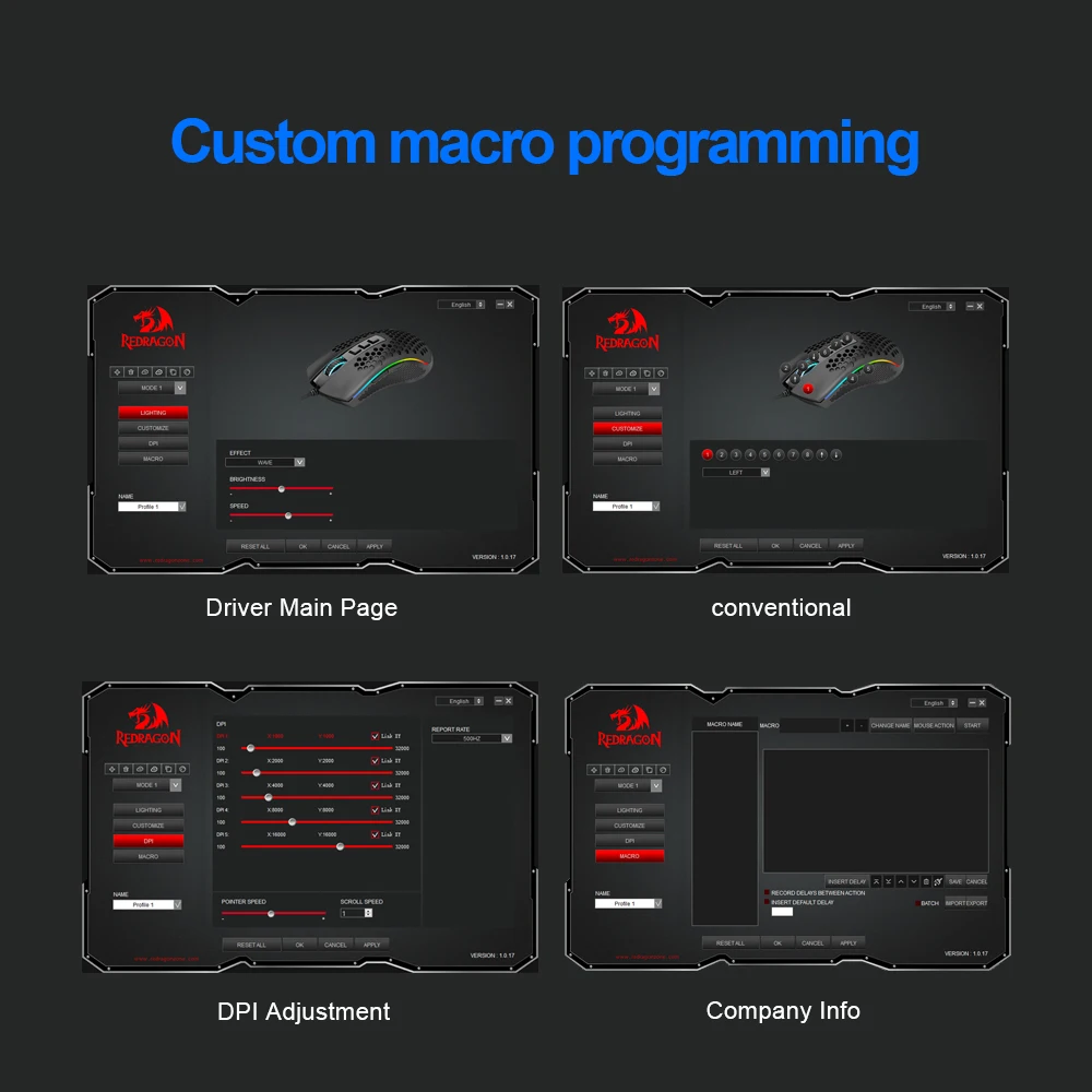 

Redragon Storm Elite M988 USB Gaming Mouse Wired RGB Backlight 16000DPI 9 Buttons Programmable Optics Mice For Computer Gamer PC