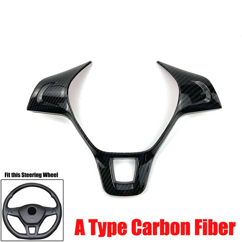 A type Carbon Fiber Автомобильные аксессуары отделка рулевого колеса для Volkswagen T-ROC C-TREK T-Cross TAYRON Phideon Teramont Atlas Arteon Fox MULTIVAN Sharan - Название цвета: A type Carbon Fiber