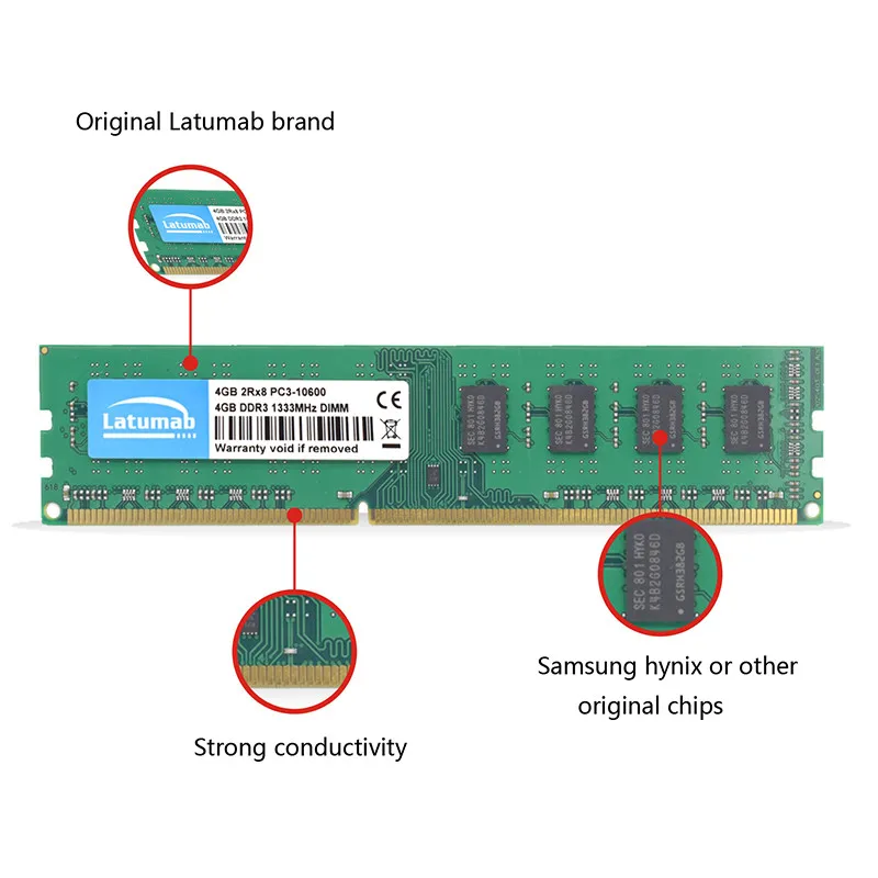 Latumab ОЗУ DDR3 4 ГБ 8 16 1333 МГц память для настольного компьютера Память DIMM ПК