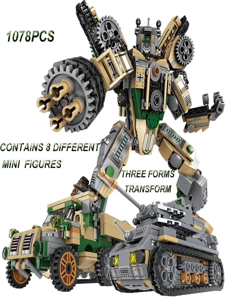 1078 шт., Детский конструктор «робот-трансформер»