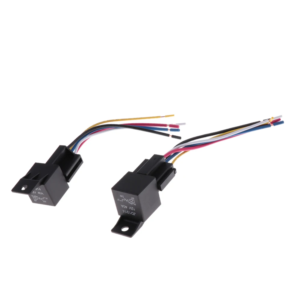 2 комплекта JD1914 12V 40A 40Amp 5-контактный SPST автомобильное реле 5 проводов Жгут |