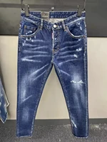 2021 new trendy brand dsquared2 mens washed and worn ripped paint dot motorcycle jeans streetwear men dsq078