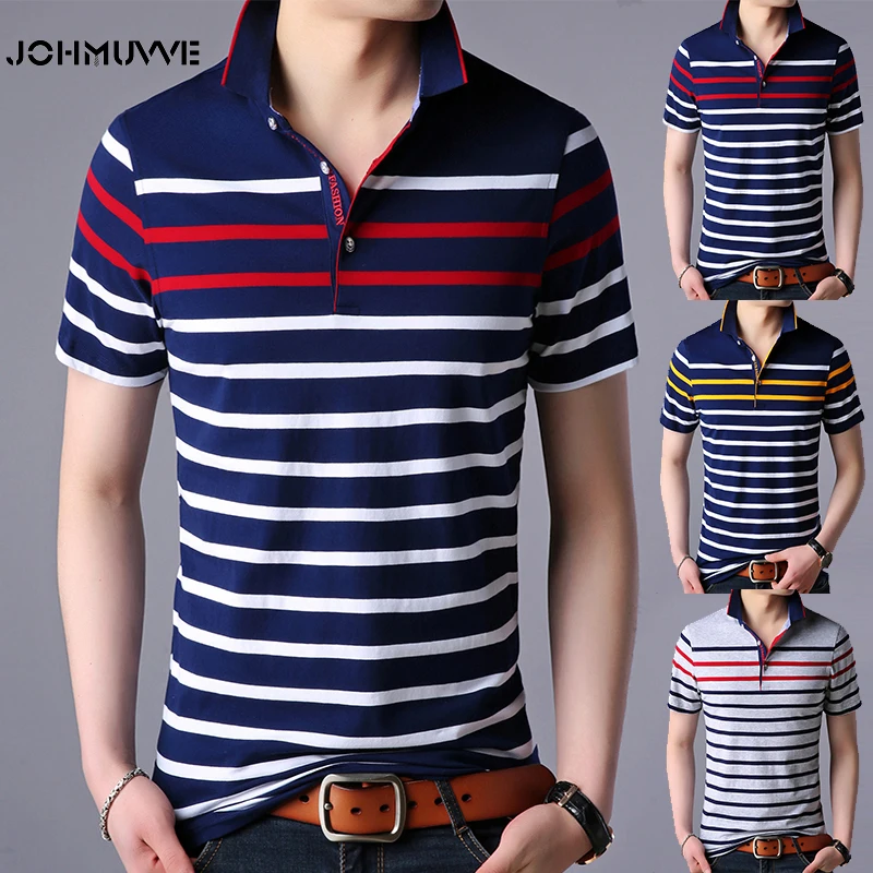 Мужская рубашка поло в клетку JOHMUVVE Классическая Повседневная хлопковая футболка