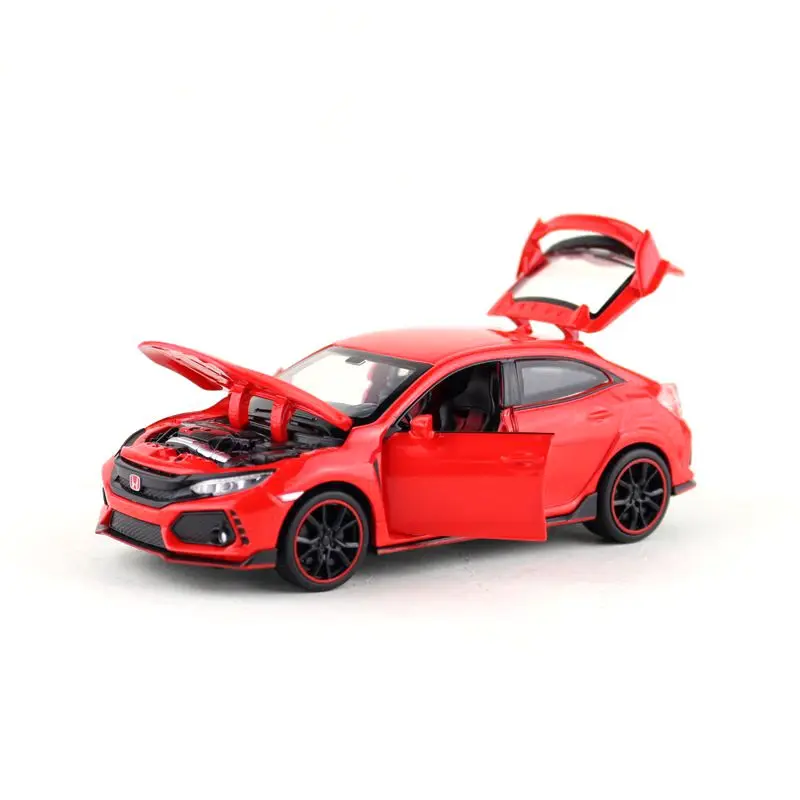 1:32 Масштаб/Литье под давлением металлическая игрушка/Honda Civic Тип R гоночный автомобиль/звук и свет/оттяните назад набор для обучения/фестиваль подарок для ребенка
