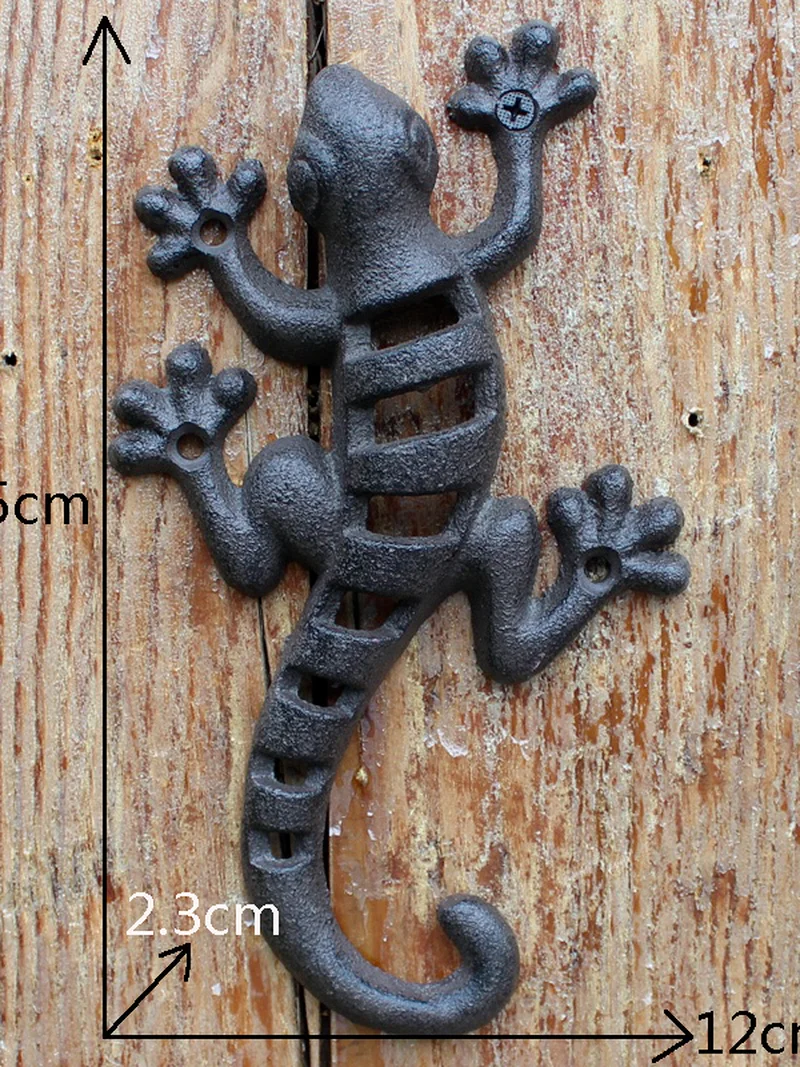 Черная чугунная настенная Статуэтка геккона ящерица европейская винтажная