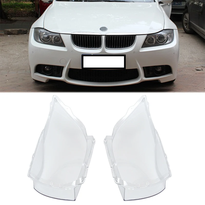 

1pair Car Headlight Clear Lens Cover Left & Right Front Auto Headlamp Cover For BMW E90/E91 04 05 06 07 Car Accessories