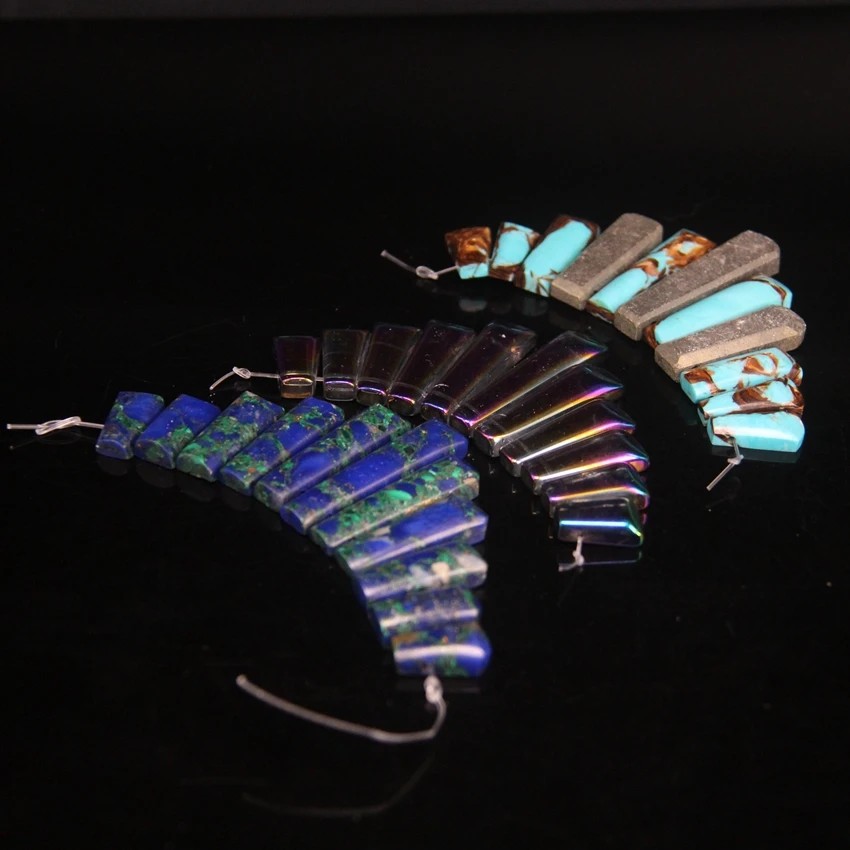 11 шт./компл. Подвеска из натурального камня с кристаллами сверху градиентное